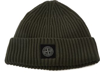 Stone Island Compass Patch Ribbed Wool Beanie
