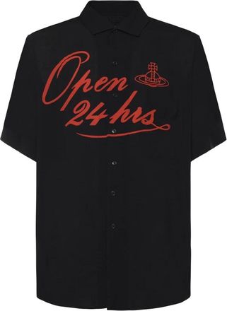 Vivienne Westwood Viscose Shirt - Heren - Korte mouwen Overhemden - Zwart - M - Overhemden