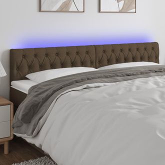vidaXL Cabecero Con Led De Tela Marr&oacute;n Oscuro 180x7x78/88 Cm Vidaxl