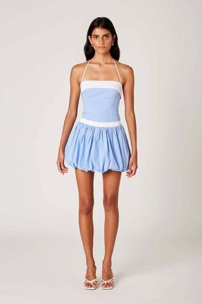 Nia Smith Bubble Mini Skirt In Chambray