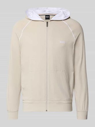 HUGO BOSS Regular Fit Sweatjacke aus Baumwoll-Mix in Mittelgrau, Gr&ouml;&szlig;e XXL