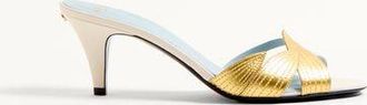 Valentino Garavani Foliefoliage Slide Sandal In Kidskin 65 Mm Woman IVORY/GOLD 35.5