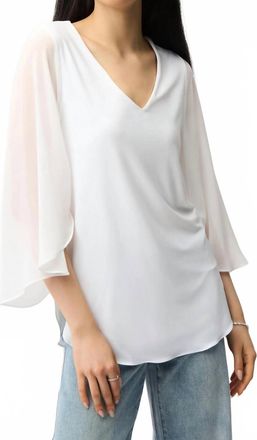 Joseph Ribkoff Silky Knit Straight Tunic With Chiffon Tulip Sleeves In White