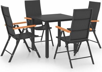 vidaXL Juego De Comedor Para Jard&iacute;n 5 Piezas Negro Y Marr&oacute;n Vidaxl