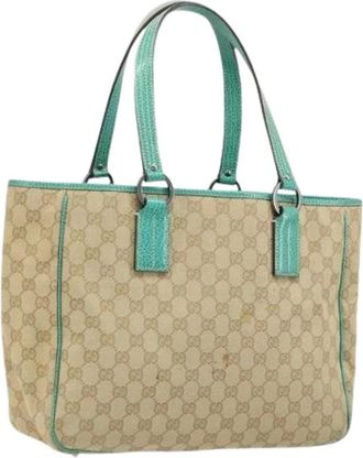 Gucci Pre-owned Tote Bags, female, Beige, Size: ONE SIZE Pre-owned Vintage GG Canvas Hand Bag