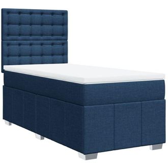 vidaXL Cama Box Spring Con Colch&oacute;n Tela Azul 90x200 Cm Vidaxl