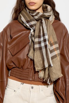 Burberry Scarf With Raw Finish, Unisex, Beige