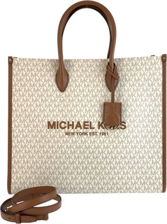 Michael Kors Brown White Pvc Shoulder Bag Tote Bag (Pre-Owned)
