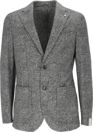 L.B.M. 1911 Grey Drop S Checkered Blazer