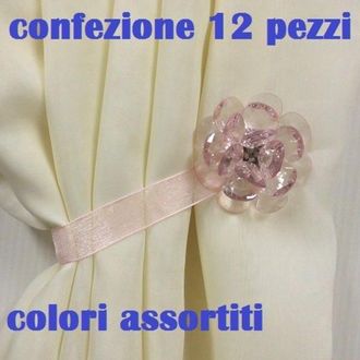 Trade Shop Trade Shop - Set 12 Calamite Legatenda Ferma Tende Colorate Cristallo Fiore Diametro 5cm