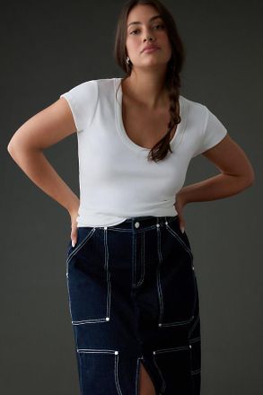 Pilcro Slim Scoop-Neck Tee