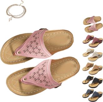 Generic Womens Casual Slope Heel Orthopaedic Sandals, Summer Ultra Comfortable Breathable Open Toe Casual Shoes Outdoor Sandals (Pink,6.5)