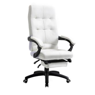 Vinsetto Silla De Oficina Silla Giratoria Con Altura Ajustable Funci&oacute;n De Inclinaci&oacute;n Reposabrazos Y Reposapi&eacute;s Piel Sint&eacute;tica 65x65x118-125 Cm Blanco