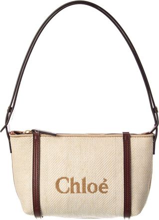 Chlo&eacute; Carry Raffia & Leather Shoulder Bag