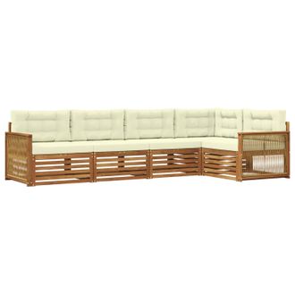 vidaXL Conjunto De Sof&aacute;s De Exterior Con Coj&iacute;n 5 Pcs Natural Y Crema Vidaxl