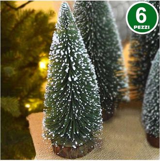 Trade Shop Trade Shop - Set 6 Alberelli Innevati Mini Albero Di Natale 23cm Decorazioni Addobbi Natalizi