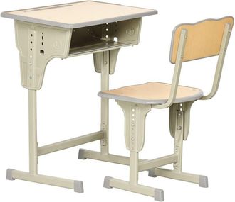 HOMCOM Juego De Escritorio Y Silla Para Ni&ntilde;os De +6 A&ntilde;os Pupitre Infantil Altura Ajustable Escritorio Infantil Con Caj&oacute;n Y Gancho Natural