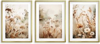 OEM P&oacute;steres Bohemios Con Marco Dorado Para Pared, Para Sala De Estar, Dormitorio Y Flores Silvestres