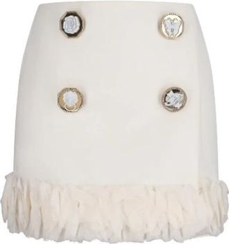 Blumarine Gonna Cady B/Gioiello - Dames - Korte rokken - Wit - XS - Rokken