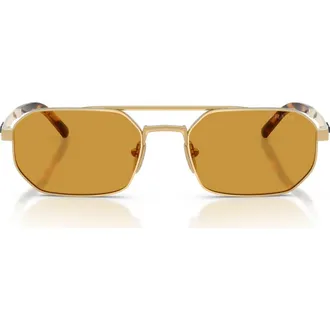 Prada 55mm Irregular Sunglasses in Gold/Dark Honey at Nordstrom