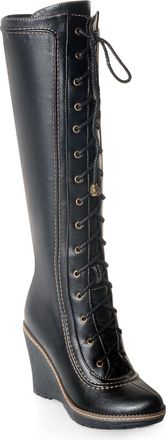 Ann Creek Knee High Boots for Women Wedge Boots for Women Wedge Heels Womens Tall Long Boots Round Toe, Black, 7.5 UK