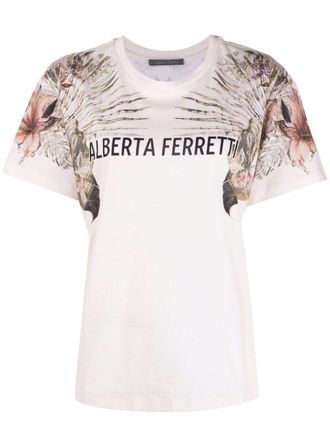 Alberta Ferretti T-shirt met bloemenprint - Beige