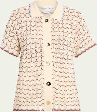 Cara Cara Hayes Short-Sleeve Crochet Polo