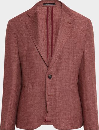 Emporio Armani Mens Linen and Wool Soft Single-Breasted Sport Coat