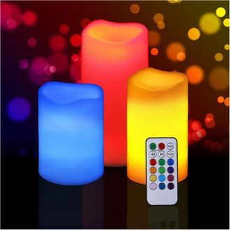 Trade Shop Trade Shop - Set 3 Candele Led Luce Rgb Candela Telecomando Fuoco Finto Cromoterapia Massaggi