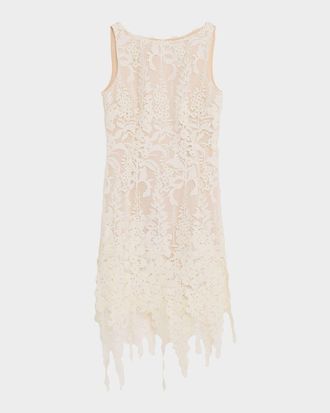 Oscar De La Renta Sleeveless Foxgloves Guipure Lace Mini Dress