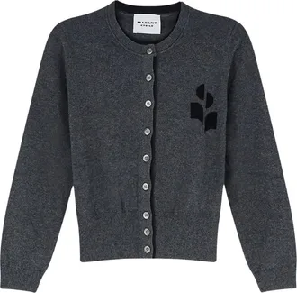 Isabel Marant Truien & Vesten, Dames, Grijs, XS, Katoen, Lona Logo Cardigan