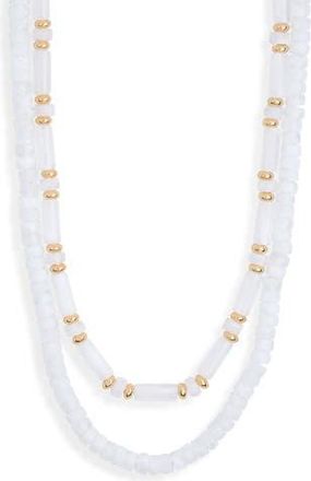 Nordstrom Rack Two-Row Beaded Necklace in White Multi- Gold at Nordstrom Rack