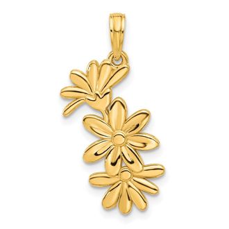 Diamond2Deal 14k Yellow Gold Polished Floral Pendant