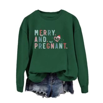 Generic hahuha Ladies Hoodless Casual Womens Sweatshirts Womens Christmas Pregnancy Sweatshirt For Long Sleeved Pregnant Mothers Gift Top Christmas Pregnancy 