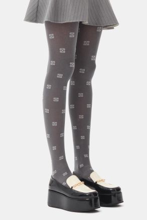 Ganni Grey Glitter Butterfly Lace Tights in Dark Silver Size Medium Elastane/Polyester/Polyamide Womens