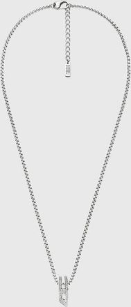 Diesel Stainless steel pave pendant necklace - Necklaces - Unisex - Silver