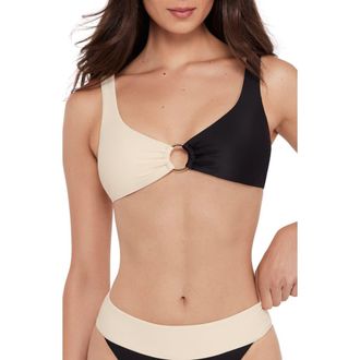Steve Madden O-Ring Bikini Top in Black/Ivory at Nordstrom, Size X-Large