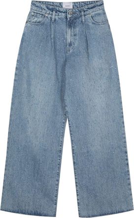 Halfboy logo-patch wide-leg jeans - women - Cotton - 26 - Blue