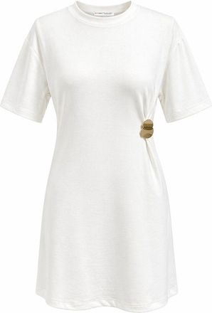 Mixray Crew Neck Mini T-shirt Jurk met Steen Accessoire