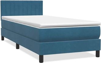 vidaXL Cama Box Spring Con Colch&oacute;n Terciopelo Azul Oscuro 90x210 Cm Vidaxl