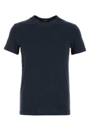 Tom Ford Navy Blue Stretch Cotton Blend T Shirt