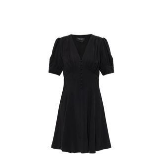 Kate Spade New York Fluid Mini-jurk met Pofmouwen - Dames - Korte kleedjes - Zwart - XS - Polyester - Kleedjes