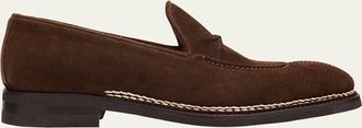 Bontoni Mens Segreto Brogue Leather Monk Strap Loafers