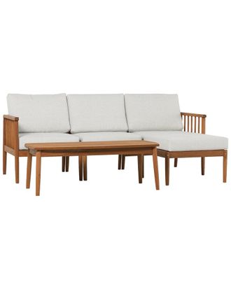 Hewson Contemporary 4pc Cushioned Eucalyptus Patio Lounge Set