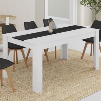 IDMarket Idmarket - Georgia Mesa De Comedor Rectangular Blanca Y Negra Para 8 Personas 160 X 90 Cm