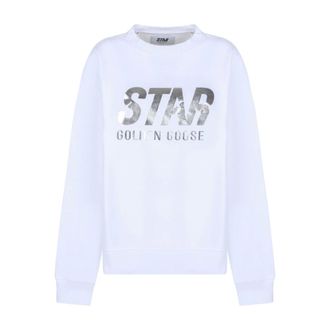 Golden Goose Sweatshirts, male, White, Size: XS White Logo Print Sweatshirt