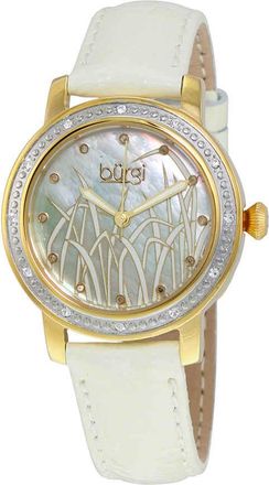 Bürgi Mother of Pearl Pattern Dial White Leather Ladies Watch BUR096YGW