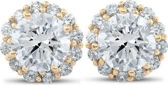 Pompeii3 2 5/8 Ct. Round Halo Diamond Studs 14k Yellow Gold Earrings