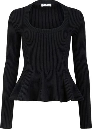 Alaia RIBBED PEPLUM TOP - Alaia - Woman