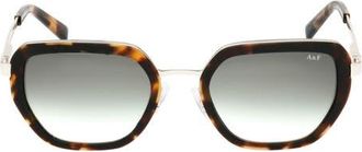 Abercrombie & Fitch 53mm Gradient Geometric Sunglasses in Dark Havana /Gradient Green at Nordstrom